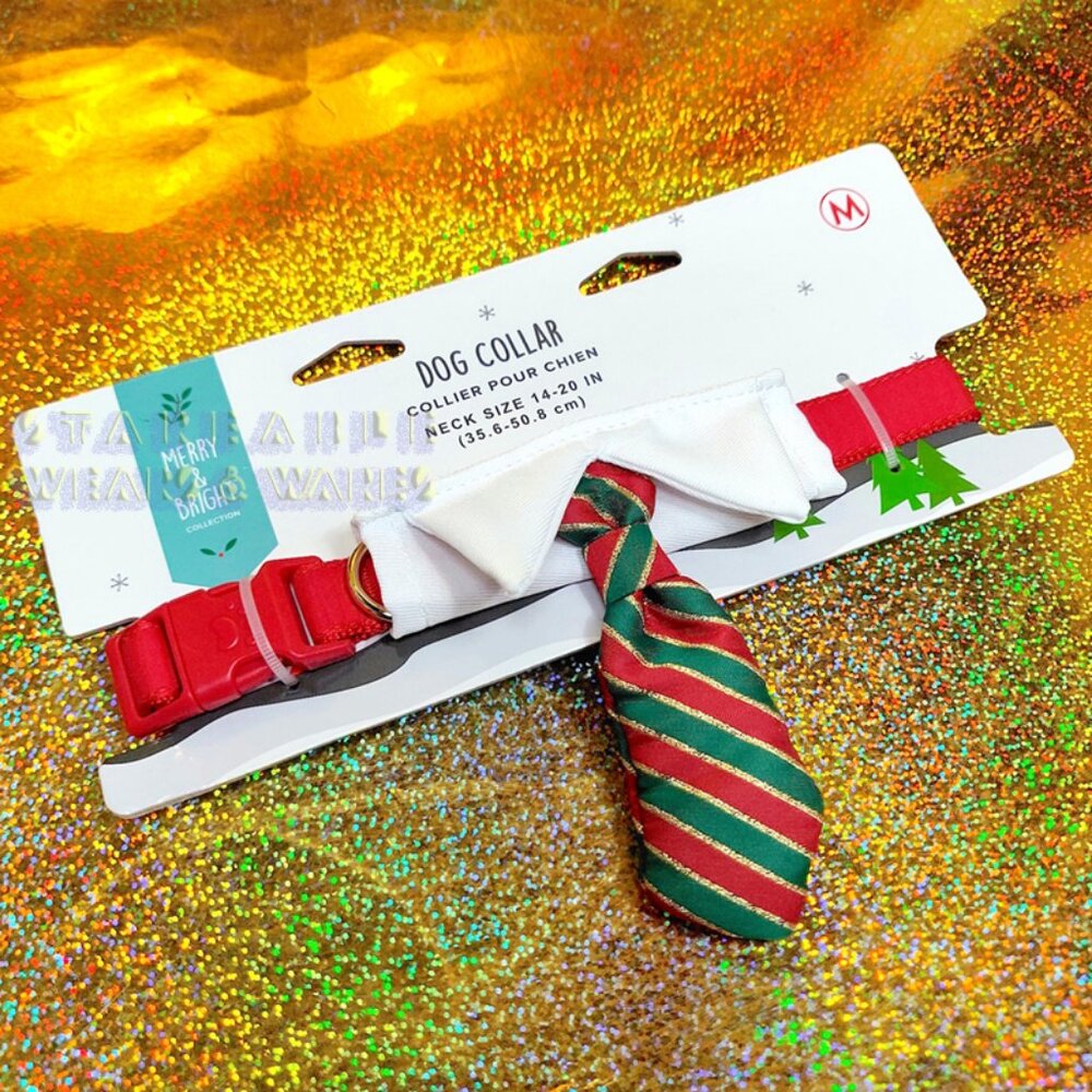 CHRISTMAS NECKTIE DOG COLLAR MEDIUM elf candy cane stripe tie adjustable cute